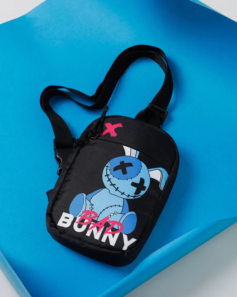 bewakoof Unisex Black Bad Bunny Sling Bag